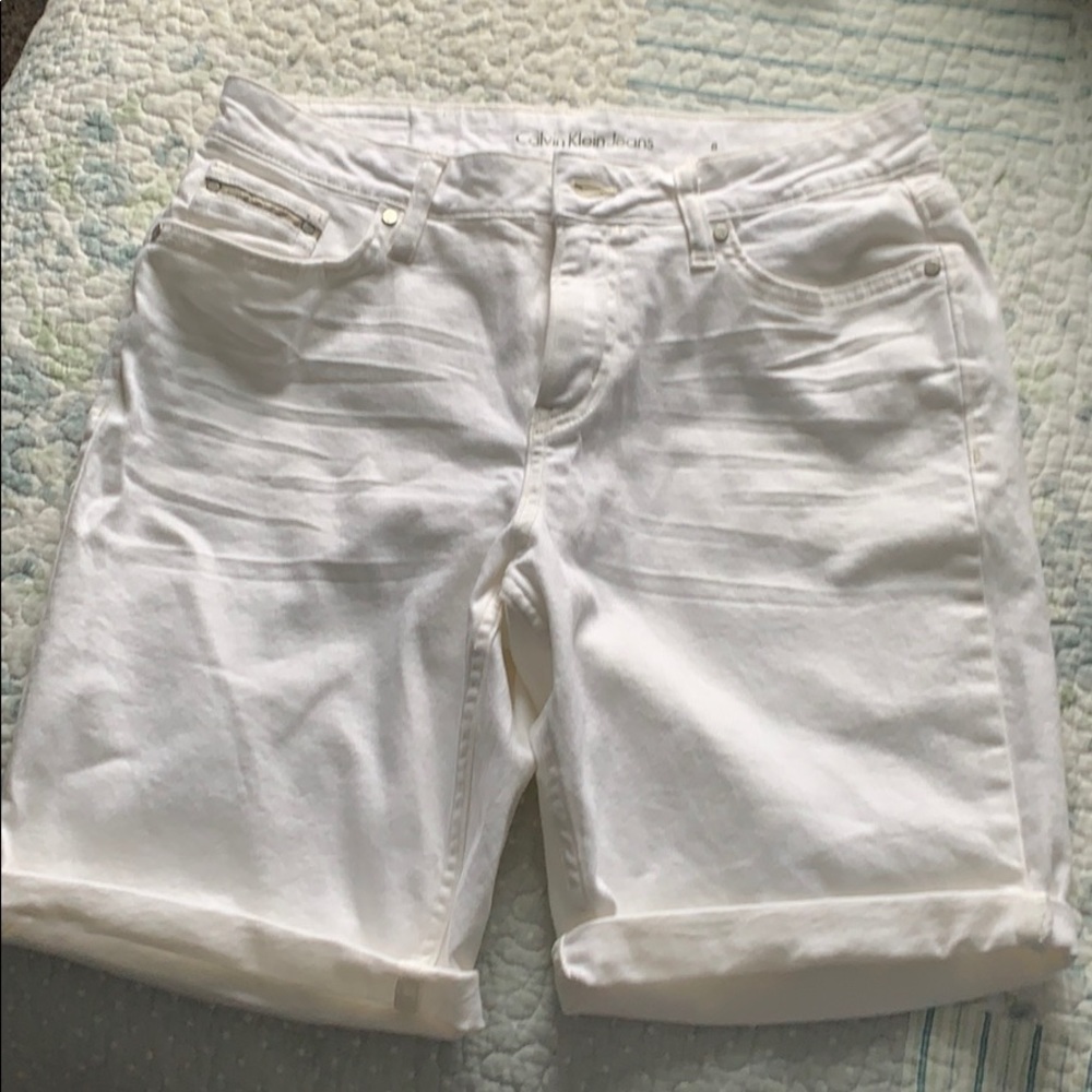 White Calvin Klein city shorts